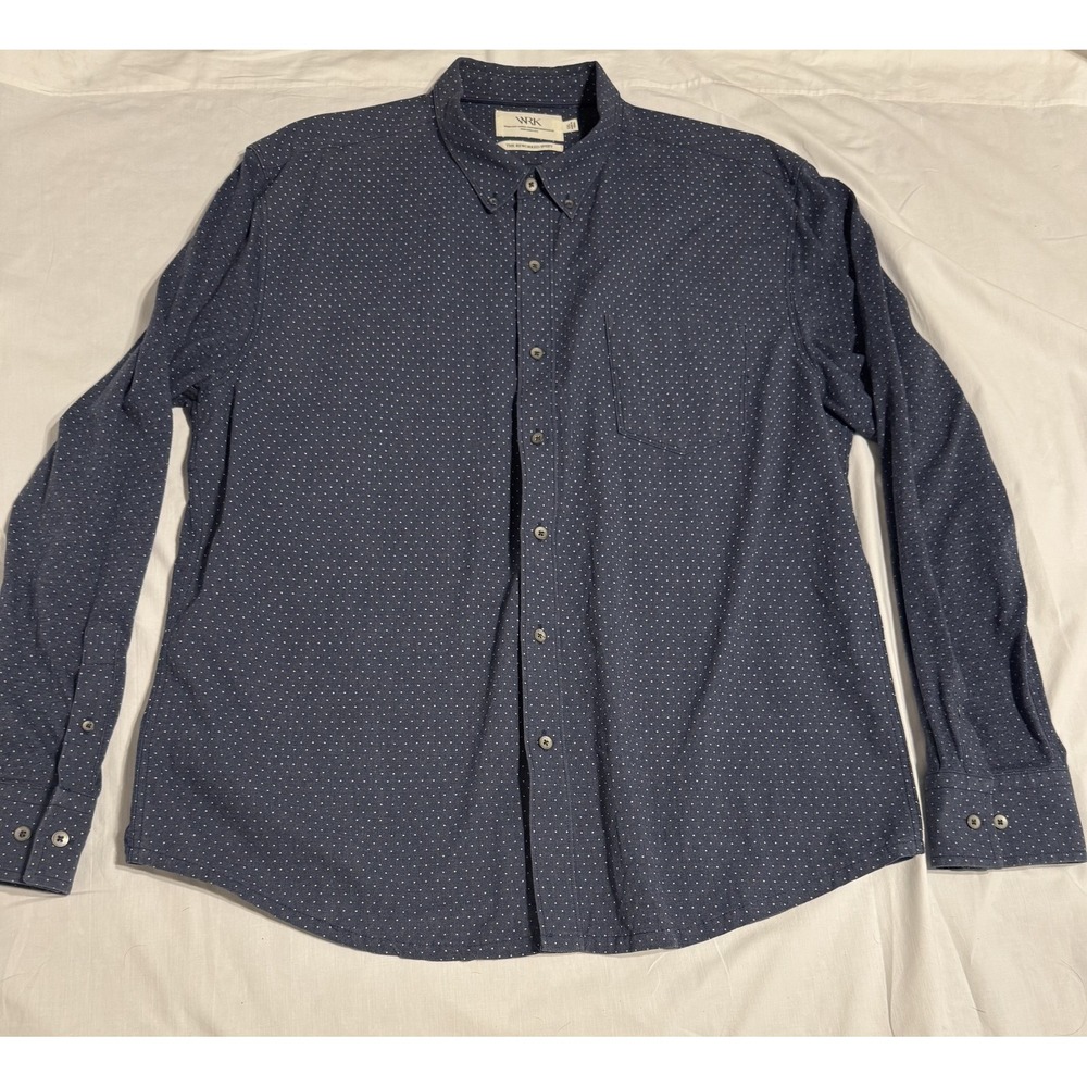 WRK The Reworked Shirt Mens 2XL Polka‎ Dot Button Up Long Sleeve Casual